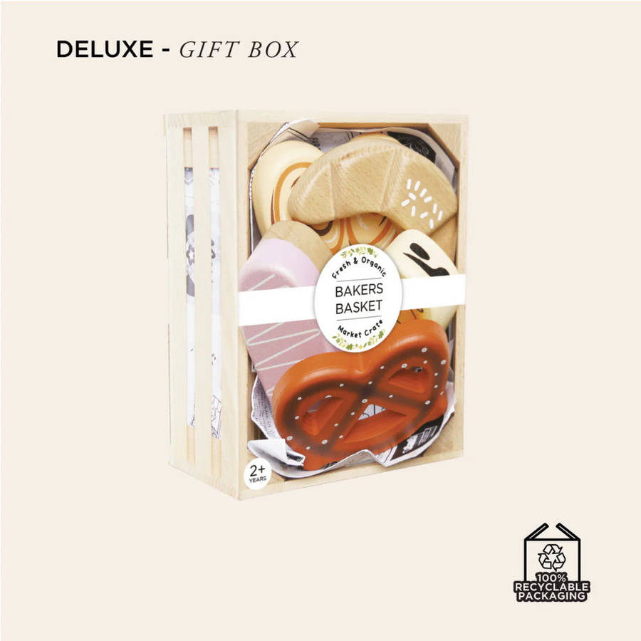 Wooden Bakery &amp; Patisserie Food Crate - 7pcs