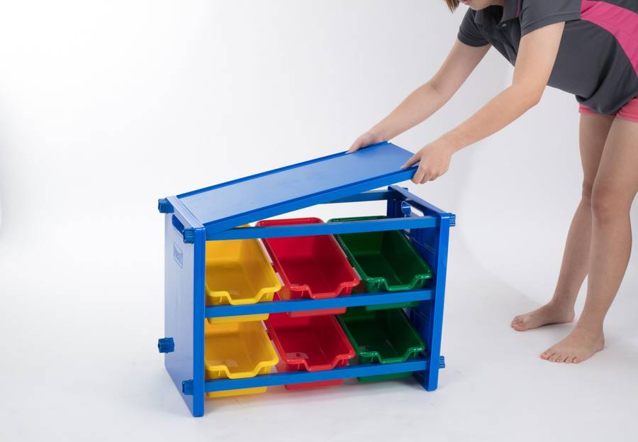 6 Bin Storage Organiser with Building Block Plate Counter Top