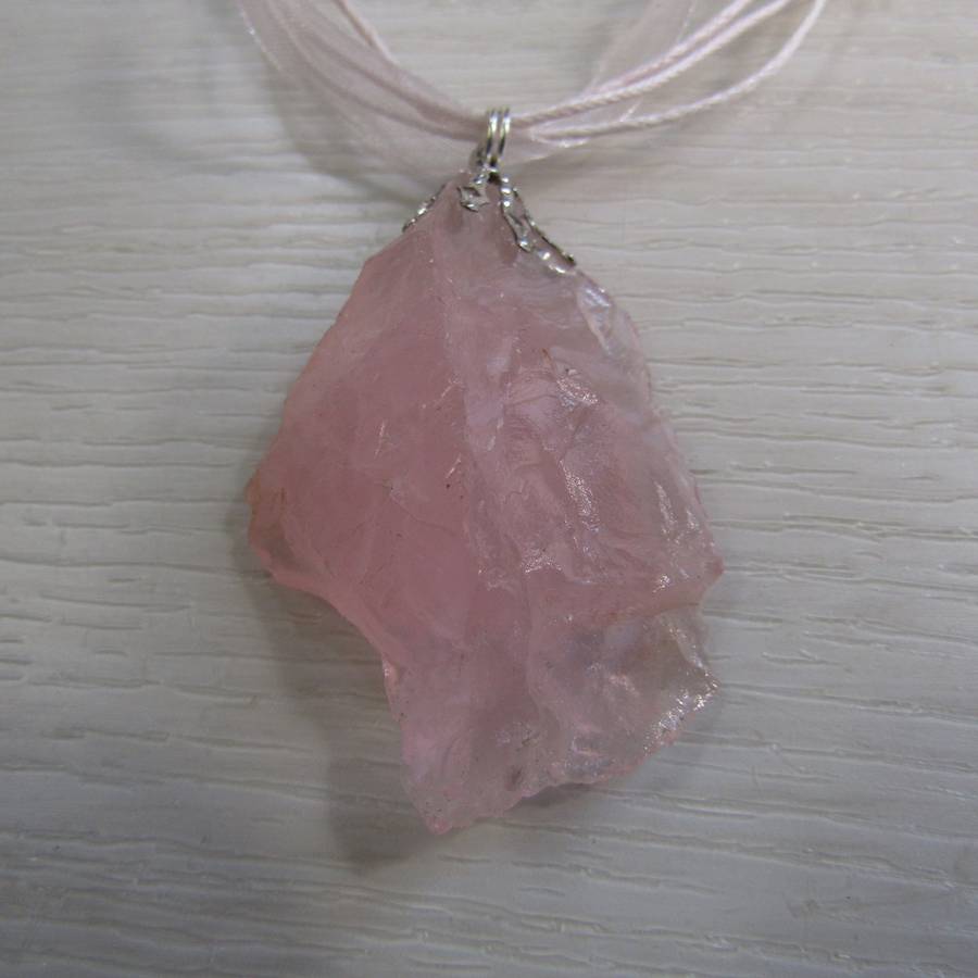Rose Quartz Pendant on Ribbon necklace