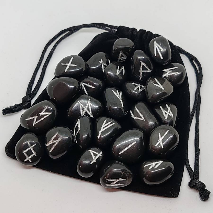 Black Onyx Rune Stone set