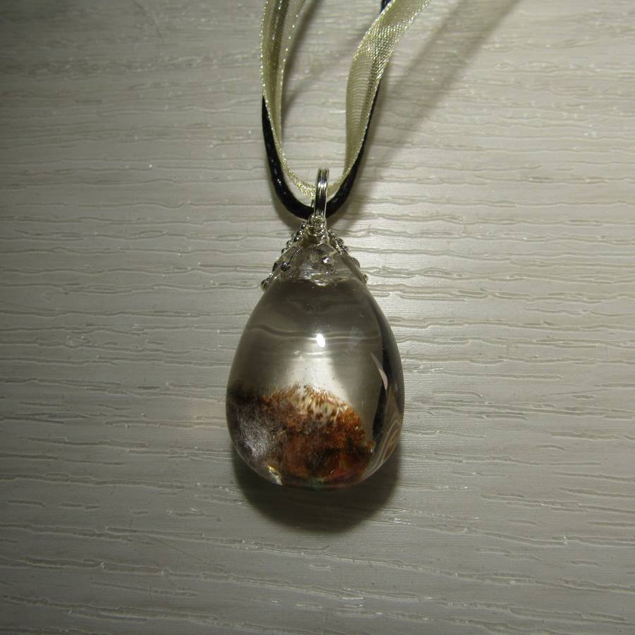 Chlorite Quartz Crystal teardrop Pendant on Ribbon necklace