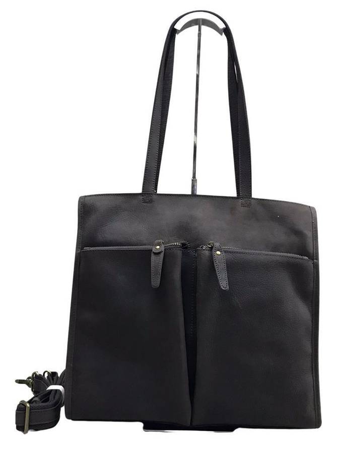 Leather top notch large totebag
