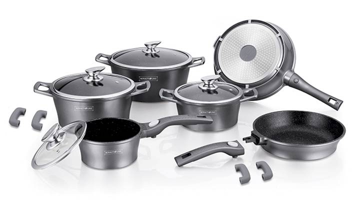 Royalty Line 14 Piece Marble Coating Cookware Set - Silver (READ THE DESCRIPTION)