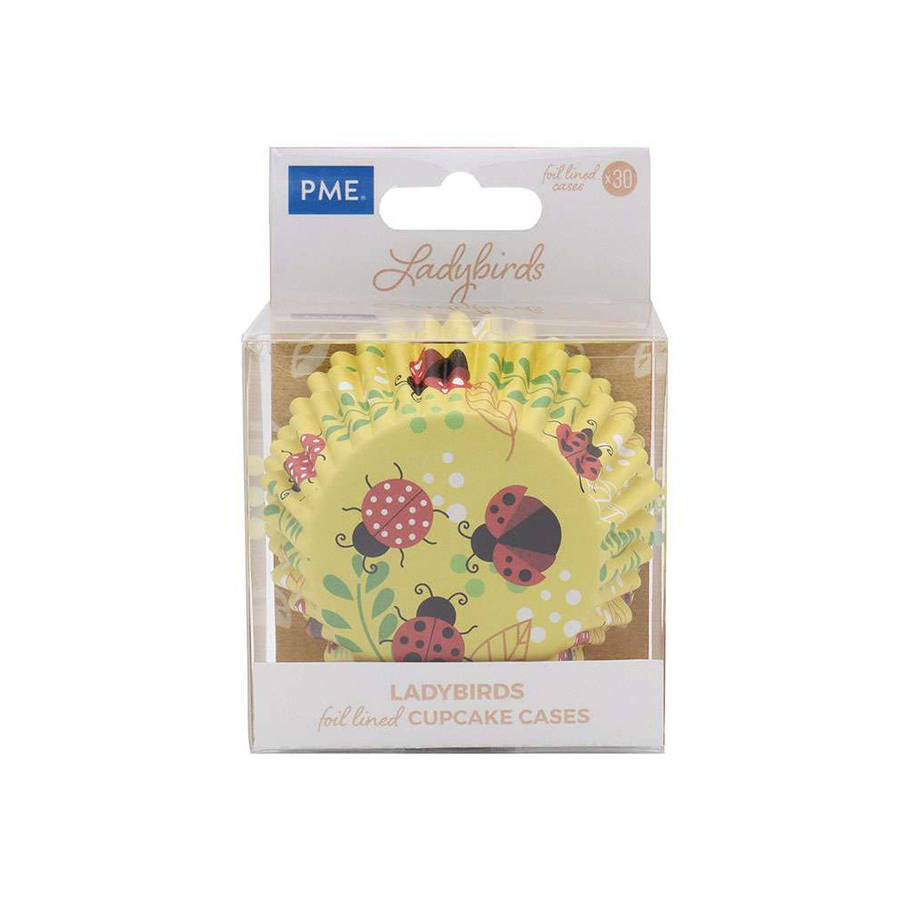 PME Cupcake Foil Lined Wrapper Case Yellow Ladybug Pack of 30