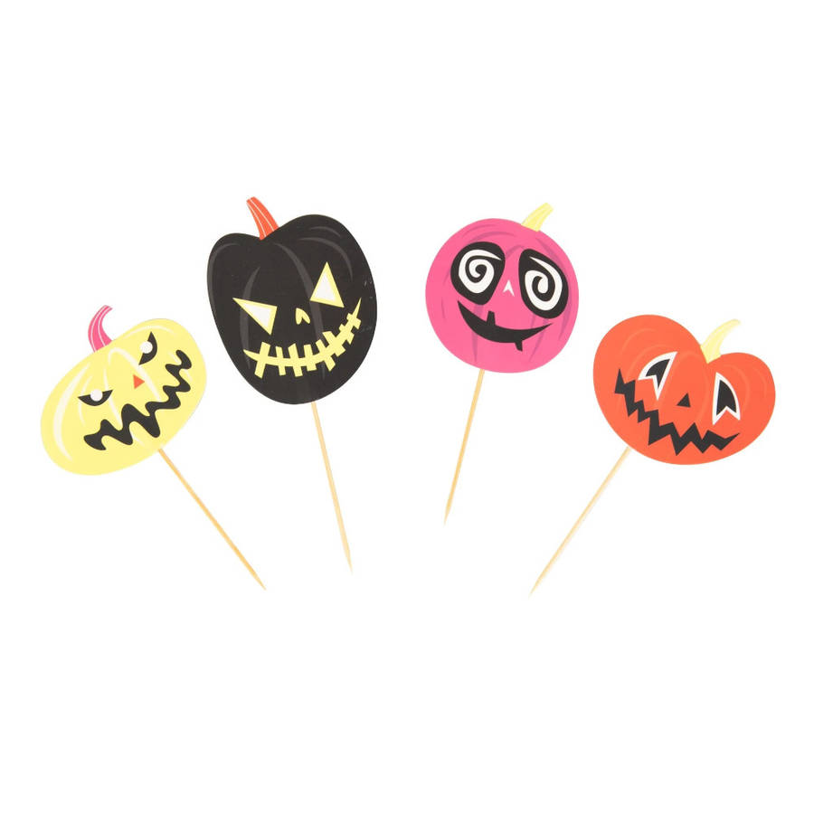 PME Spooky Pumpkin Jack o Lantern Halloween Cupcake Pick Set