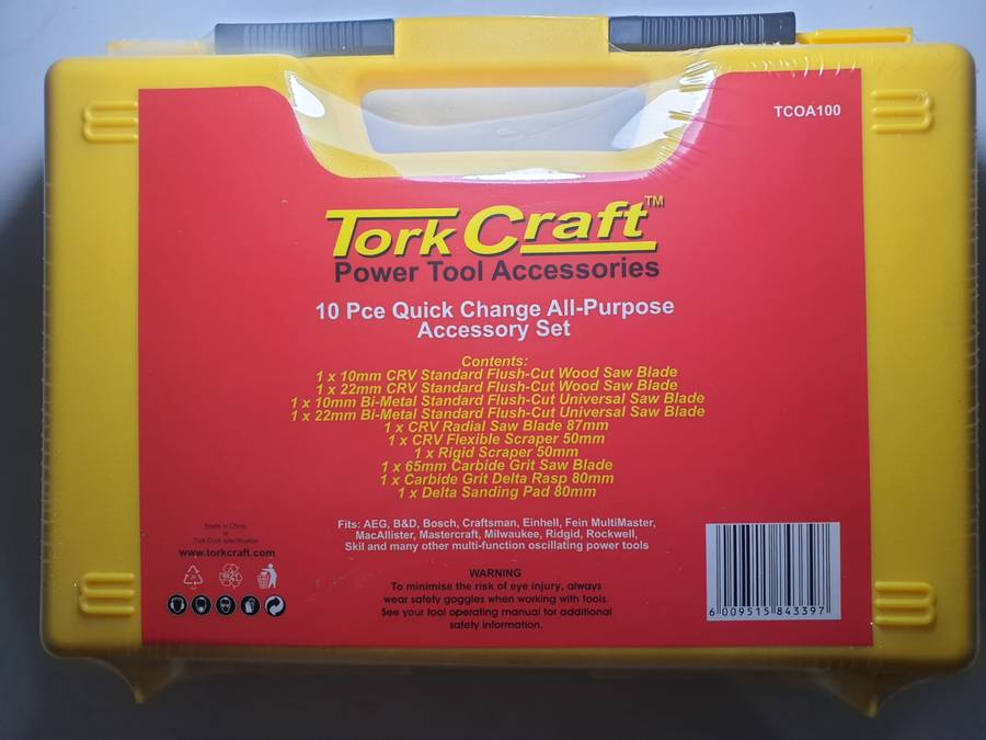 TORK CRAFT QUICK CHANGE OSCILATING ALL ROUND PURPOSE ACCESSORY SET 10PC
