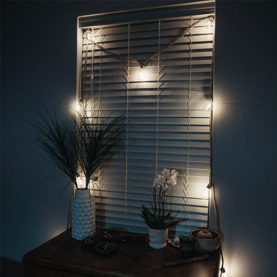 5m Solar Powered Cotton 10 LED A19 Bulbs String Light