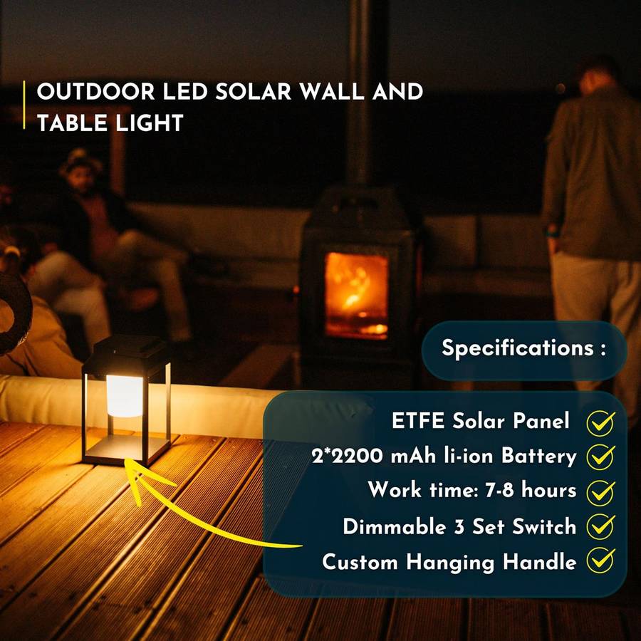 Solar Glow Lantern in Black | Wall & Table Light