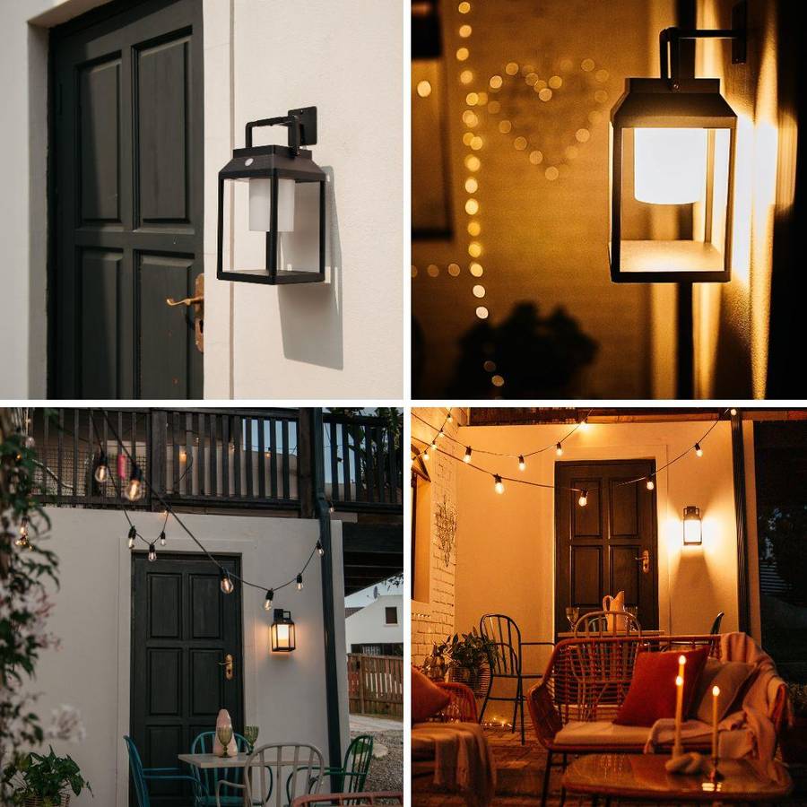 Solar Glow Lantern in Black | Wall & Table Light