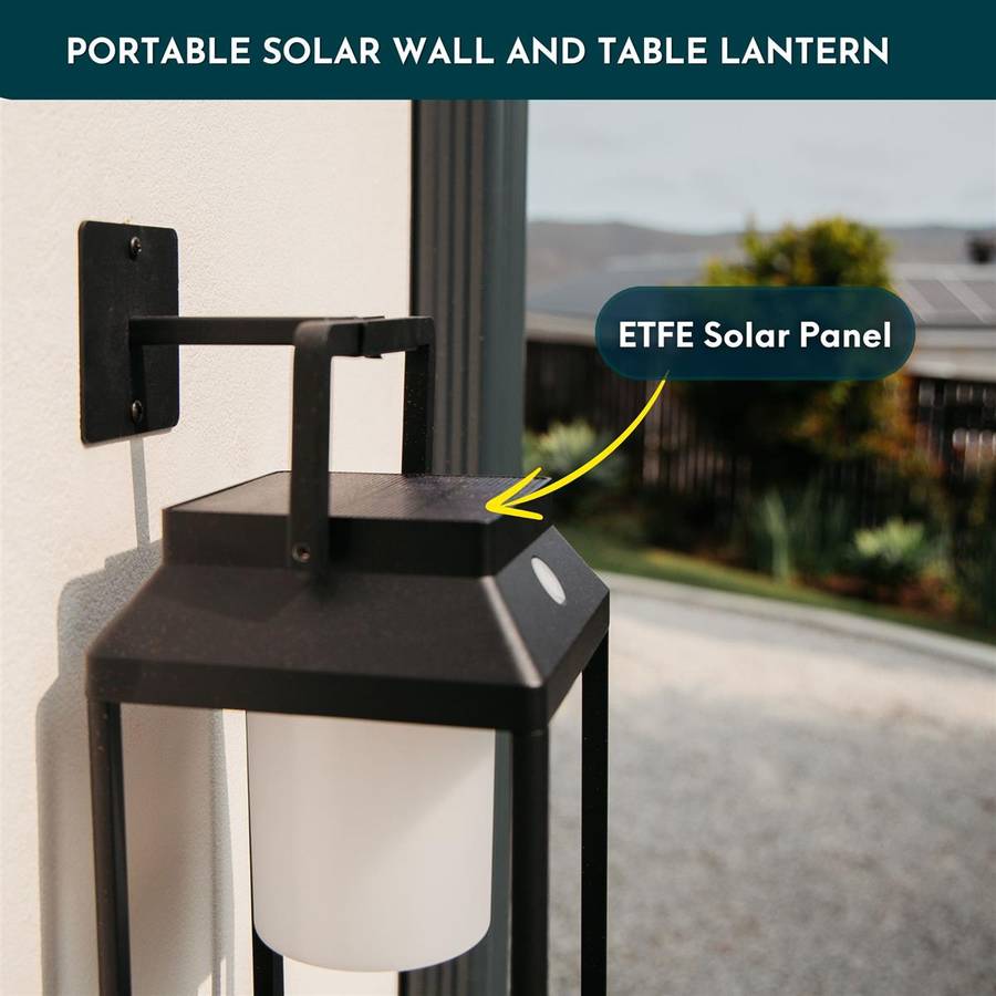 Solar Glow Lantern in Black | Wall & Table Light