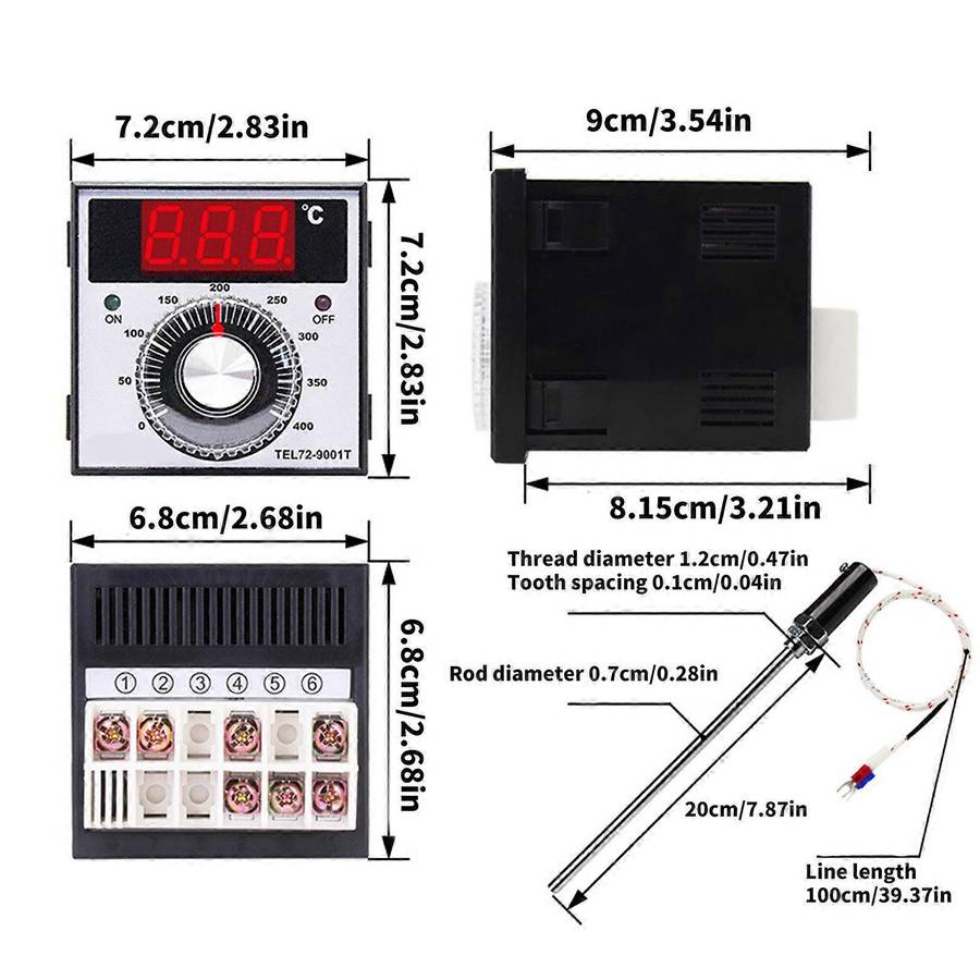 Oven Temperature Controller (Type K)  72x72mm with Probe