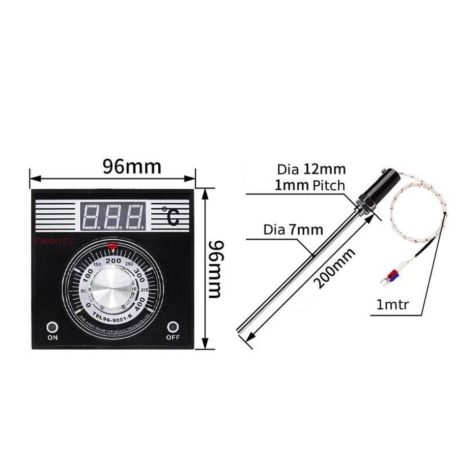Oven Temperature Controller (Type K)  96x96mm with Probe