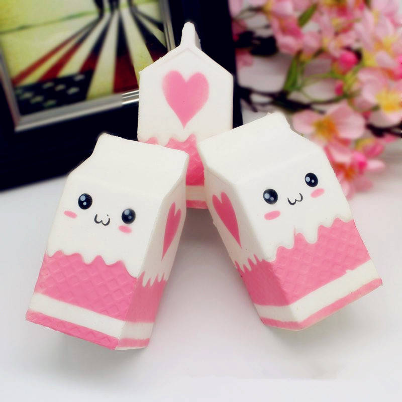 Squishy Jumbo Pink Milk Bottle Box 11cm Slow Rising Soft Collection Gift Decor