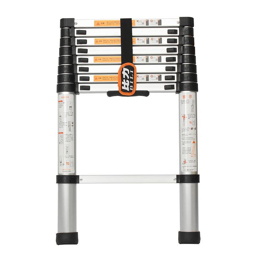2.6m Foldable Telescopic Alloy Aluminium Ladder Extension Extendable 9 Steps