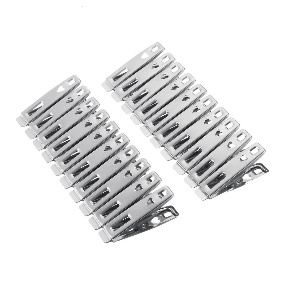 20Pcs Stainless Steel Clothes Pegs Hanging Pins Laundry Household Clamps Clampi