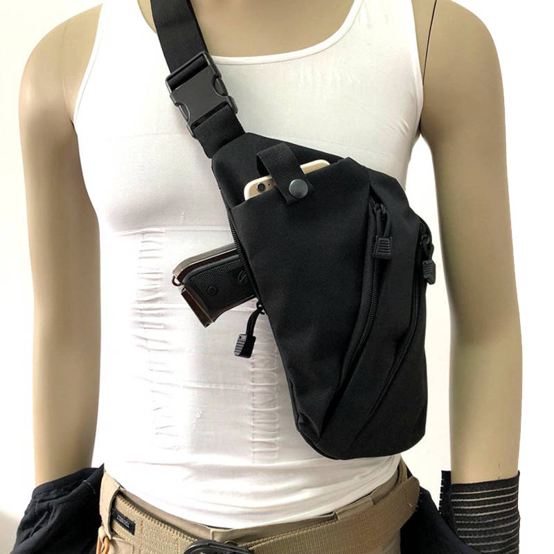 Men Women Canvas Crossbody Shoulder Chest Backpack Anti Theft Gun Holster Tacti