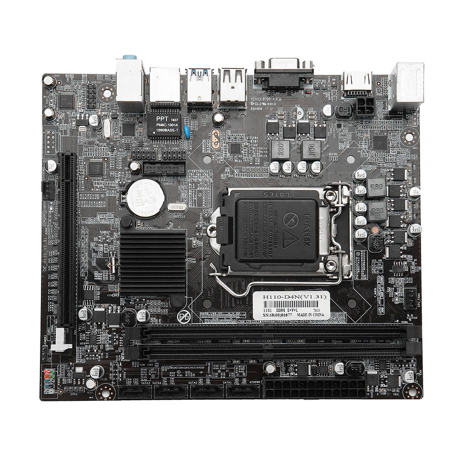 H110 Motherboard 2 DIMM Channel 2 DDR4 2133MHz Support LGA1151 Intel i3/i5/i7 S