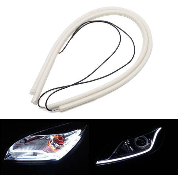 2pcs 85cm DC 12V White Flexible Car DRL LED Daytime Running Light Strip Angel E