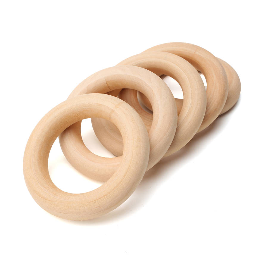 20Pcs Natural Wooden Rings Unfinished Ring 55mm for Craft Kids