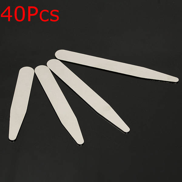 40pcs Stainless Steel Polished Collar Stays for Dress Shirts