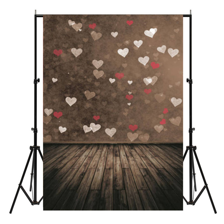 7X5ft Vinyl Wooden Love Valentine's Day Photography Background Studio Backdrop