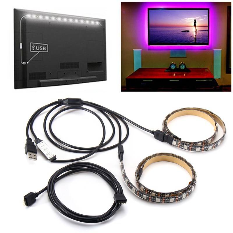 2PCS 50cm 5V 5050 Waterproof RGB USB LED Strip Light Bar TV Background Party Li