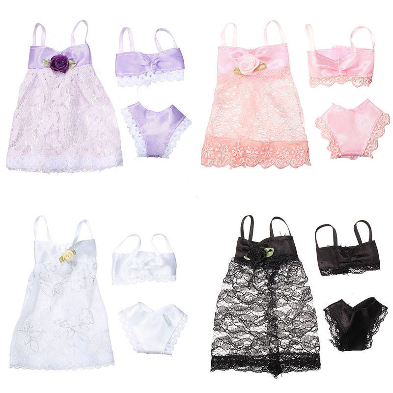Fashion Night Dress Underwear For Barbie Doll Purple Pink White Black Underclot