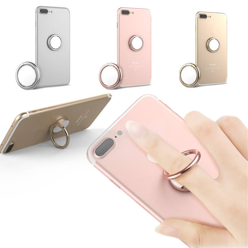 2 in 1 Mirror 360 Degree Rotation Finger Ring Stand Desktop Phone Holder for iP