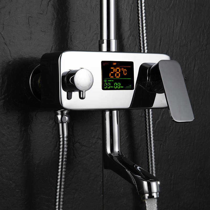 KCASA Temperture Digital Display Shower Mixer Faucet Water Powered No Need Batt