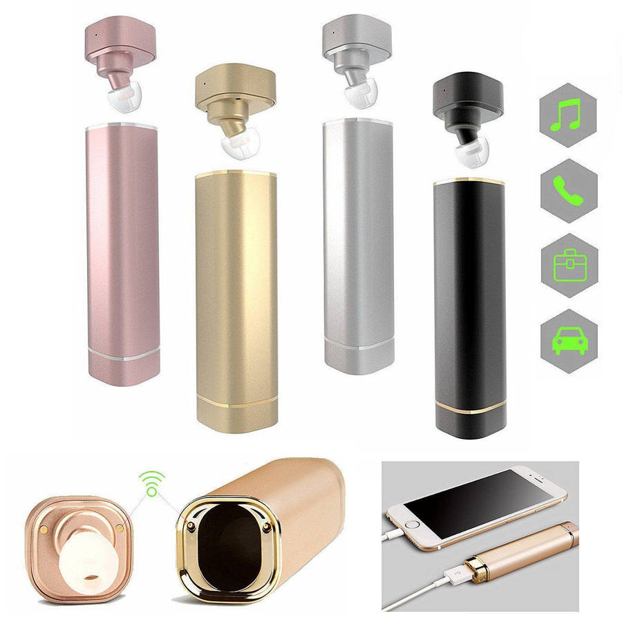 2-in-1 Portable Mini Wireless Bluetooth Earphone Headphone With USB Power Bank