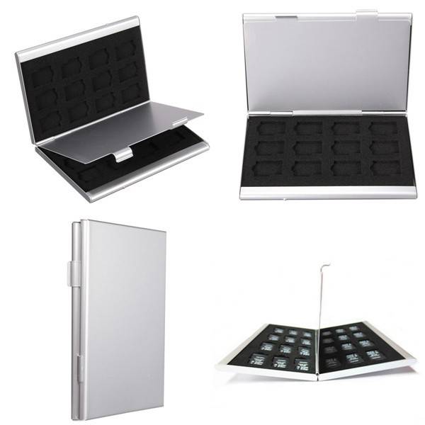 Aluminum Memory Card Storage Case Box Holders Sliver for 24pcs Micro SD TF Card