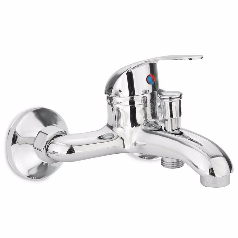 Chrome Bathroom Mixer Faucet Tap Bathtub Shower Head Hot Cold Mixing Vavle Knob