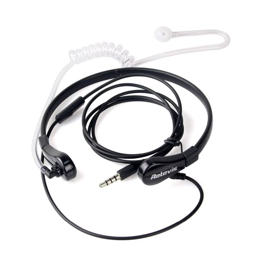 Retevis Black 1 Pin 3.5mm Throat MIC Earpiece Covert Air Tube Earpiece For Univ