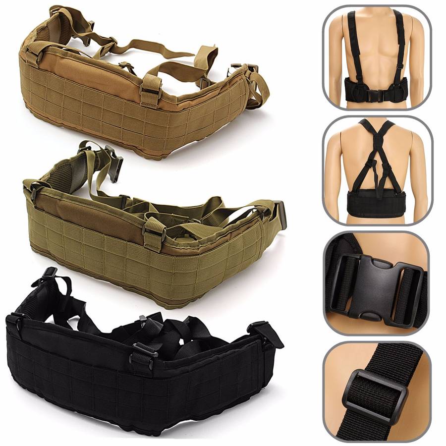 600D Oxford Cloth Tactical Duty Belt Soft Padded Belt with Suspender Webbing Ca