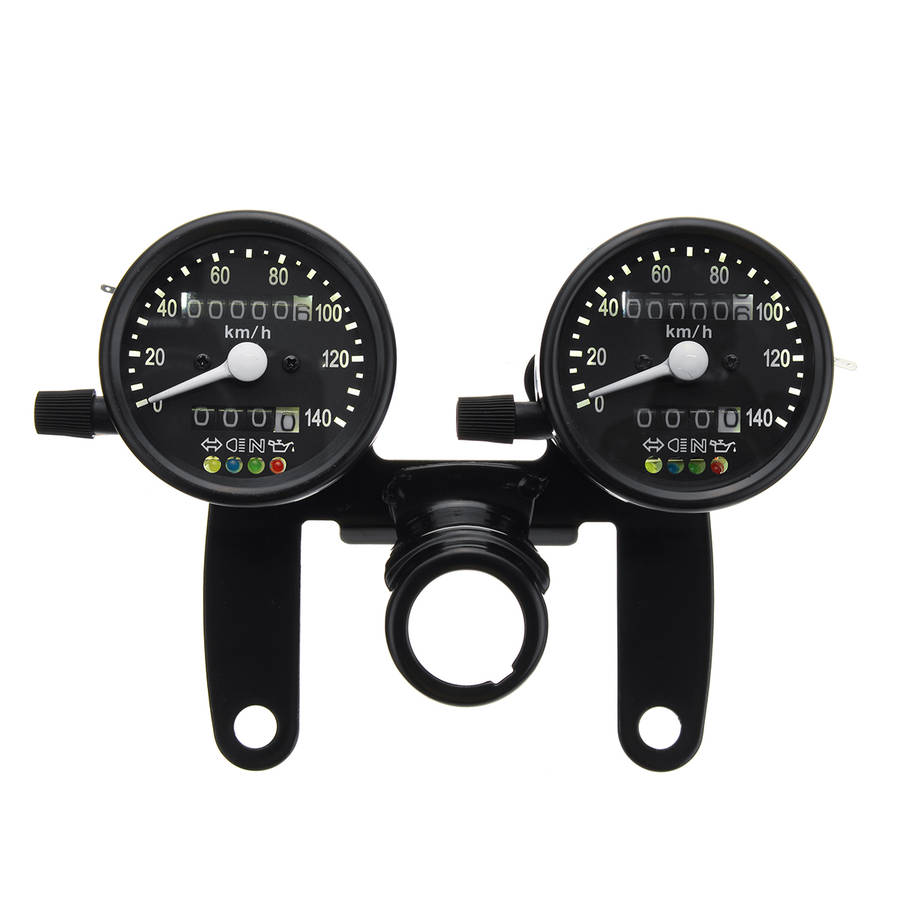 12V Motorcycle LED Backlight Odometer Tachometer Speedometer Dual Gauge Meter W