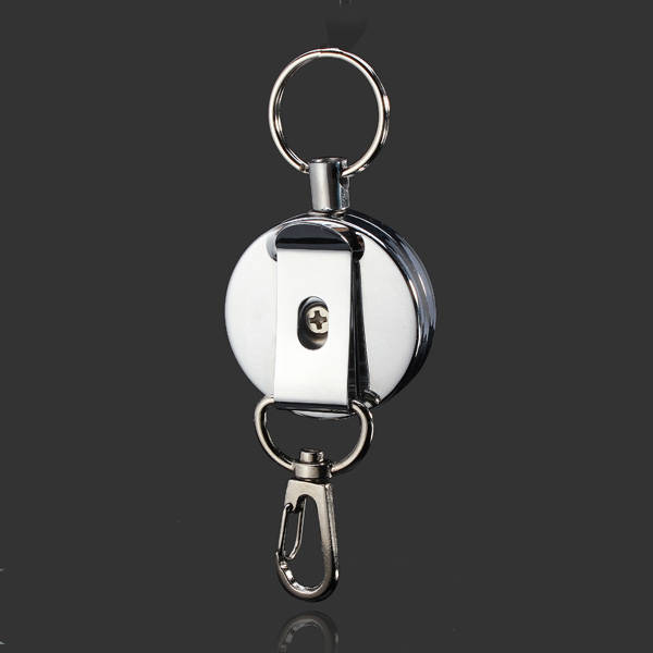 Suleve KR01 4cm Full Metal Tool Belt Retractable Key Ring Pull Chain Clip With