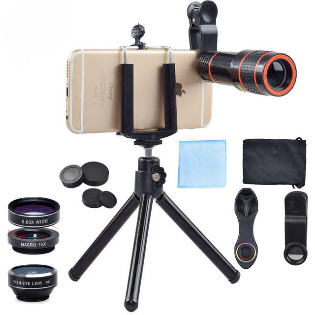 Apexel APL-HS12XDG3 6 in 1 Universal 12X Zoom Telescope Fisheye Wide Angle Macr