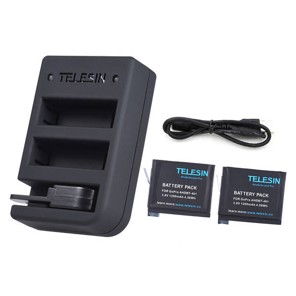 TELESIN 3 Slots Sports Remote Control Camera Battery Charger for Gopro Hero 5 4