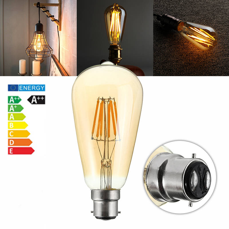 Dimmable Vintage ST64 B22 6W LED Squirrel Cage Edison Light Bulb Filament Lamp