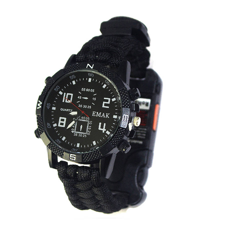 8 in 1 EDC Survival Paracord Watch Outdoor Travel Emergency Wristband Multifunc