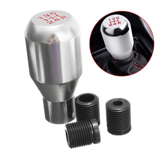 Car 5 Speed Manual Gearshifter Aluminum Silver Shift Knob Gear Stick