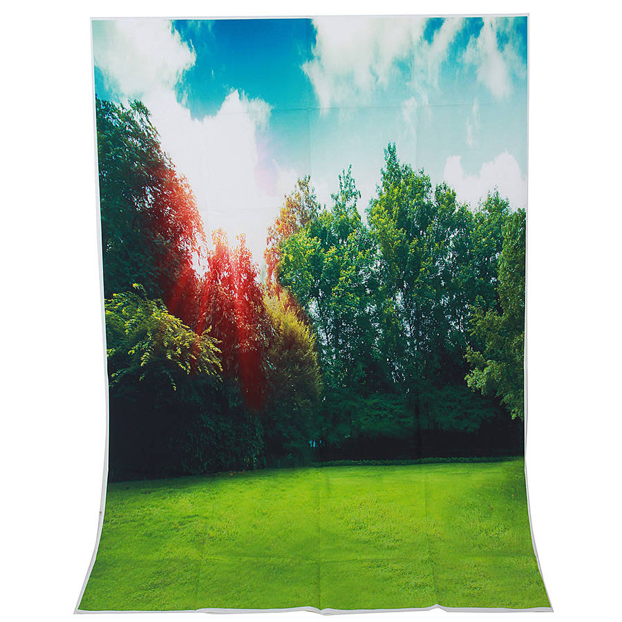 3x5FT Vinyl Green Land Forest Tree Photography Background Backdrop Studio Prop
