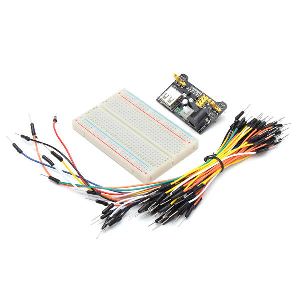 MB102 Power Supply and 65pcs Jumper Cable and 400 Holes Breadboard Kit