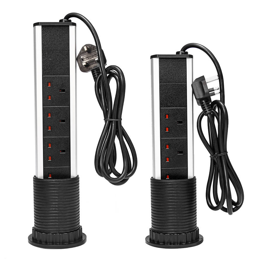 Pulling Pop-up Desktop Kitchen Power Outlets Power Strip Surge Protector Extens