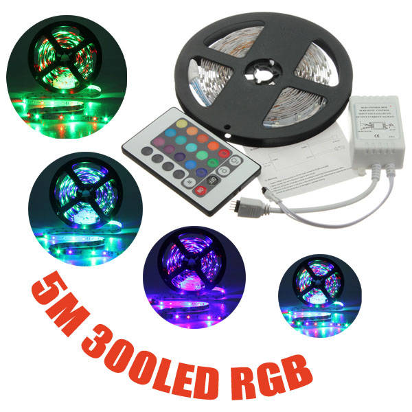 5M 3528 SMD RGB Non-Waterproof 300 LED Strip Light 12V DC