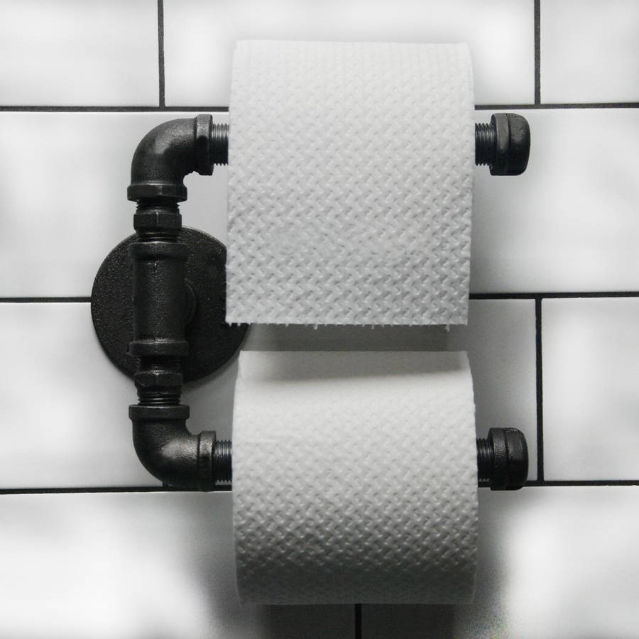 Urban Industrial Retro Steampunk Pipe Antique Double Toilet Roll Holder Paper S