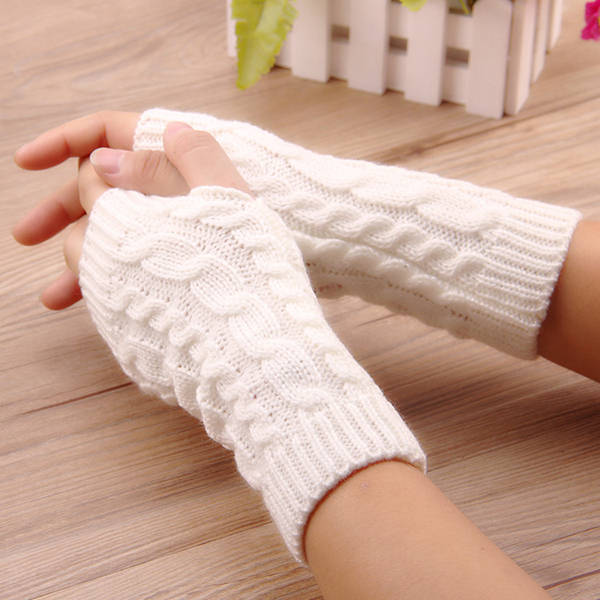 Women Winter Hand Warmer Gloves Thick Arm Crochet Knitting Warm Fingerless Glov