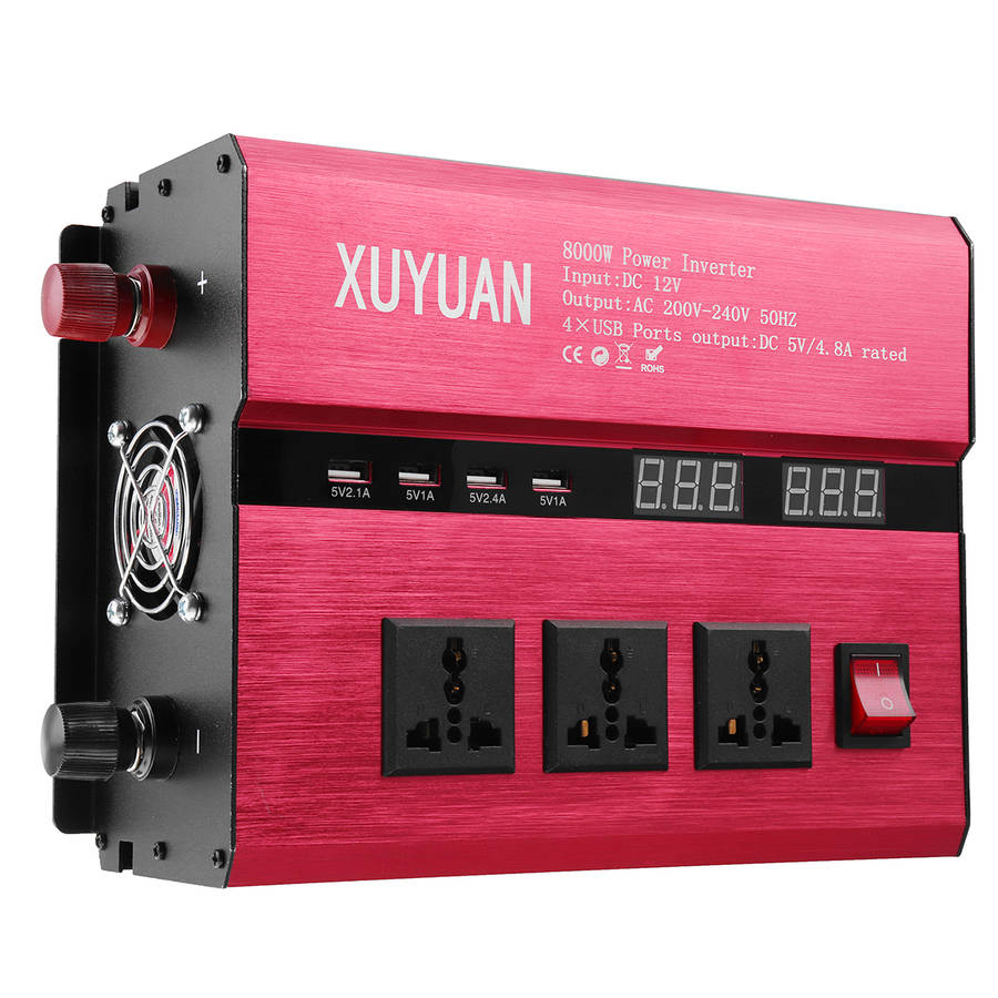 DC 12V/24V To AC 220V/110V Solar Power Inverter 8000W Peak LED Power Sine Wave