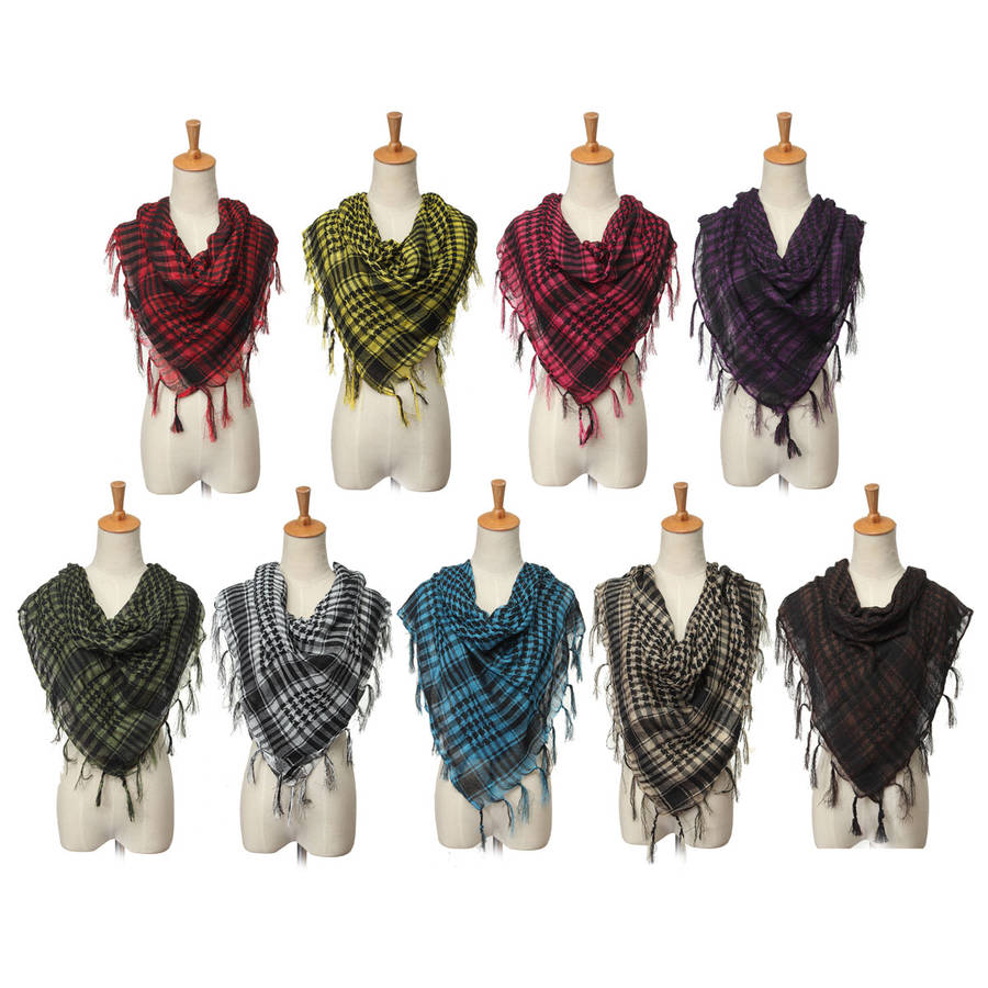 Unisex Women Men Army Military Tactical Arab Shemagh KeffIyeh Tassel Shawl Wrap