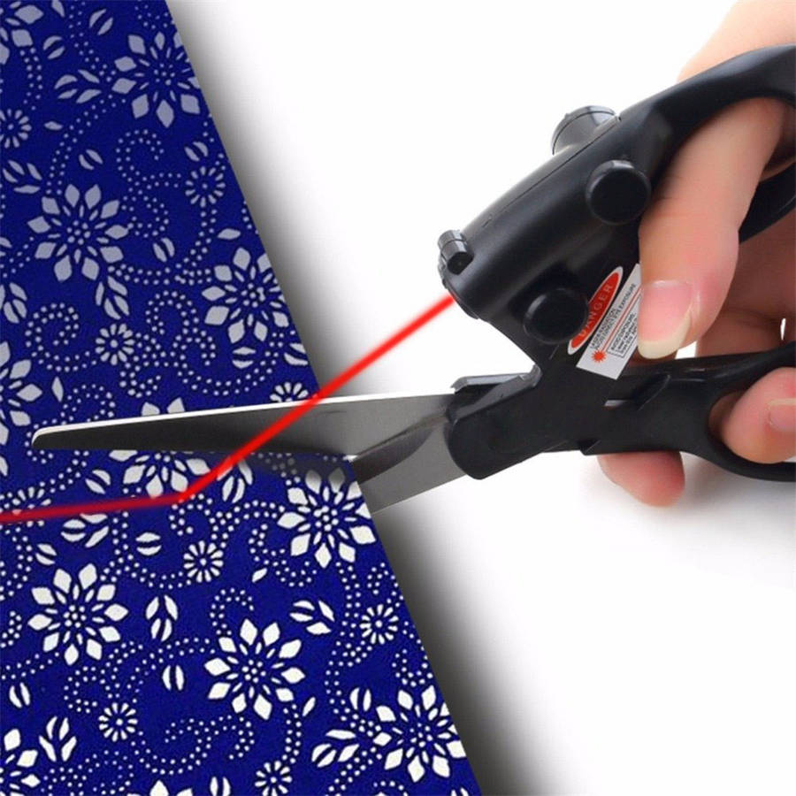Loskii HT-220 Sewing Laser Guided Scissors for Home Crafts Wrapping Cuts Straig
